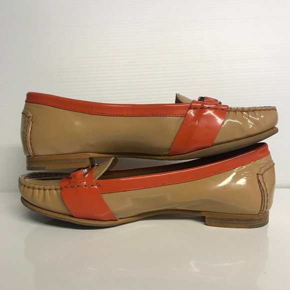 Cole Haan tan and orange patent leather moccasins - Picture 5 of 7